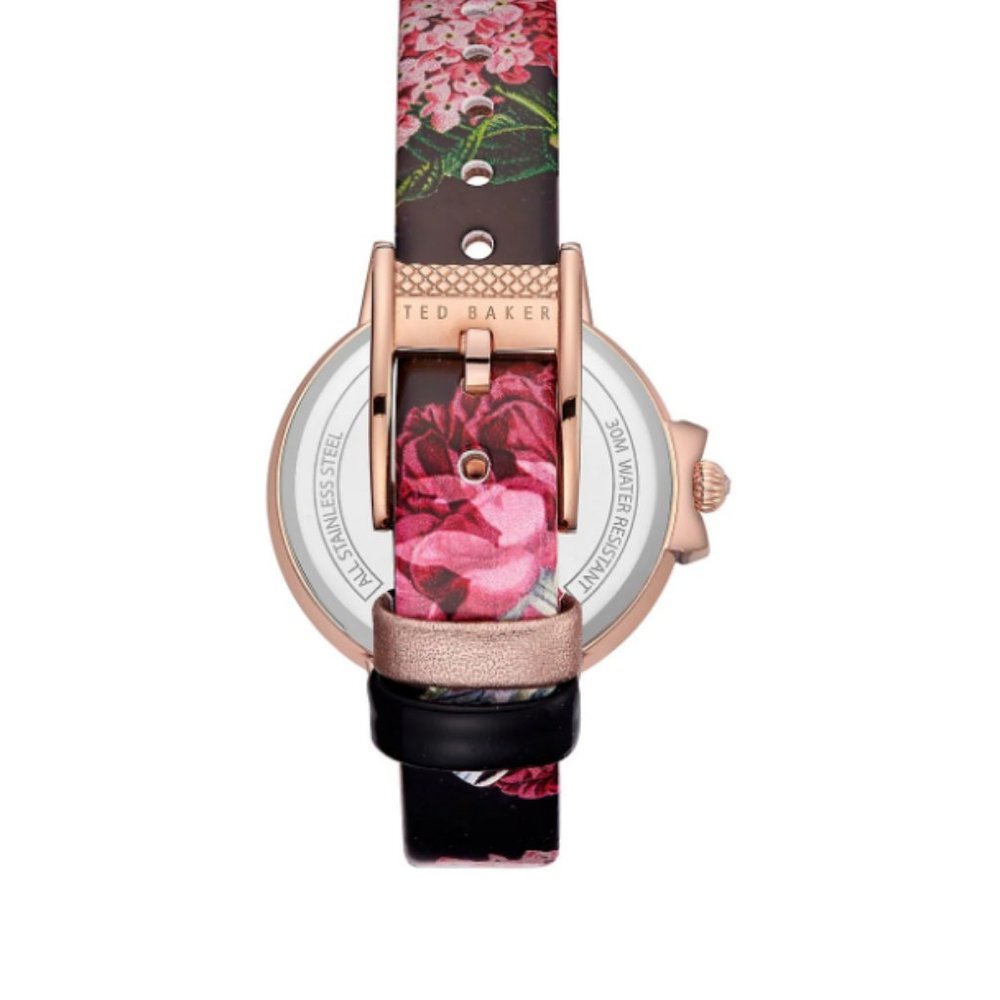 Ted Baker Ruth Black Floral Leather Strap Watch - Picture 2 of 11